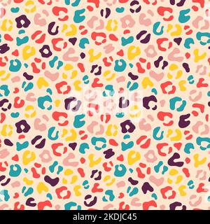 Groovy colorful leopard seamless pattern Stock Vector