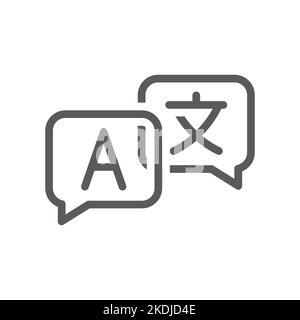 Language translation line vector simple icon. Languages outlined symbol. Stock Vector