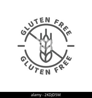 No gluten black vector icon. Gluten free line symbol. Stock Vector