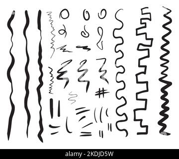 Abstract space fillers in the style of doodles, lines. Set Stock Vector