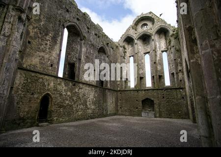 Inside rock of  cashel ruin in ireland Stock Photo