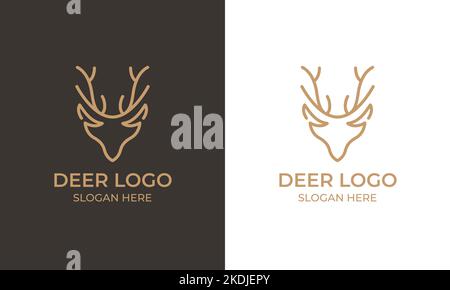 Deer antler logo design and icon inspiration, deer head outline illustration Stock Vector