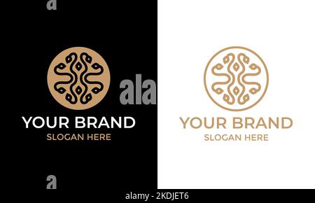 Ethnic element logo design inspiration. Abstract curved line symbol in circle frame Stock Vector