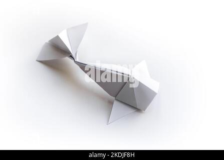 Paper fish origami isolated on a blank white background Stock Photo