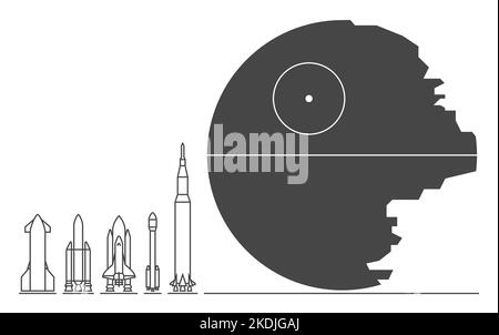 Various spaceships with launch vehicles Stock Vector