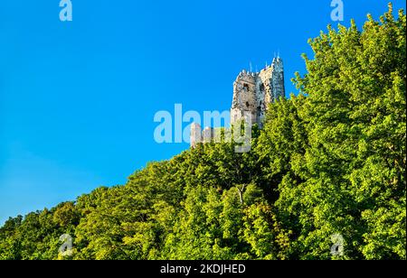 Ruins of Drachenburg Castle in Koenigswinter above the Rhine river in North Rhine-Westphalia, Germany Stock Photo