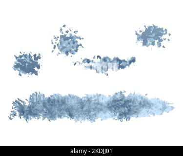Watercolor brush set, blot streak splatter drops set for design. Vector illustration Stock Vector
