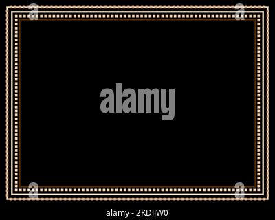 Art deco frame. Vintage linear border. Design a template for invitations, leaflets and greeting cards. Geometric golden frame. The style of the 1920s Stock Vector