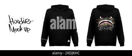 Motivational inscription and shark bombers design on Hoodie Stock Vector