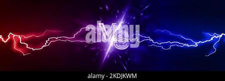 Lightning collision red and blue versus background with letters VS Stock Vector