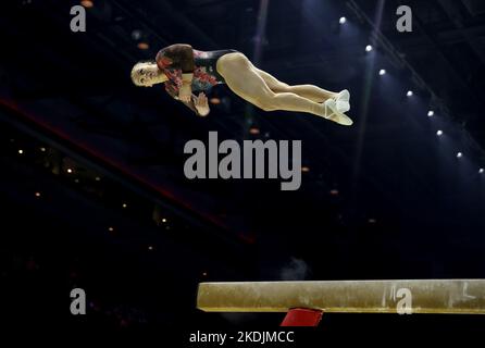 Liverpool, Britain. 6th Nov, 2022. Elsabeth Black of Canada competes during the women's balance beam final at the 51st FIG Artistic Gymnastics World Championships in Liverpool, Britain, Nov. 6, 2022. Credit: Li Ying/Xinhua/Alamy Live News Stock Photo