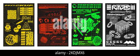 Template posters in a retro futuristic style Stock Vector
