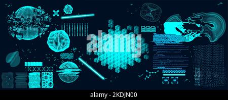 Blockchain and Big data visualization in hood style Stock Vector