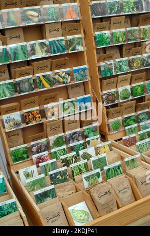 Display for vegetable seed sachets Stock Photo
