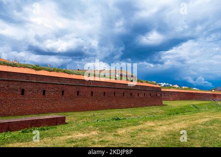 Zamość Fortress. The perfect city. City walls. The storm clouds are closing in on the city Stock Photo