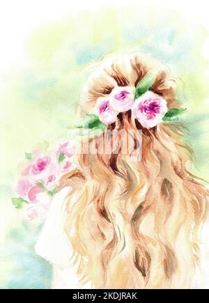 Portrait of a Girl with Flowers in her Hair Stock Photo - Alamy