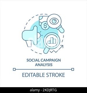 Social campaign analysis turquoise concept icon Stock Vector