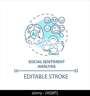 Social sentiment analysis turquoise concept icon Stock Vector