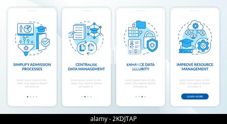 Industry specific ERP benefits blue onboarding mobile app screen Stock Vector
