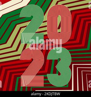Abstract modern design cover for Christmas Happy New Year. 2023 number vector illustration background. Greeting card celebration banner poster magazin Stock Vector