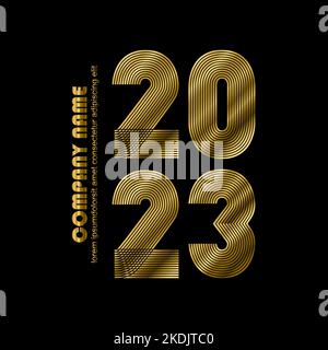 Abstract modern design cover for Christmas Happy New Year. 2023 number vector illustration background. Greeting card celebration banner poster magazin Stock Vector