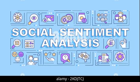 Social sentiment analysis word concepts blue banner Stock Vector