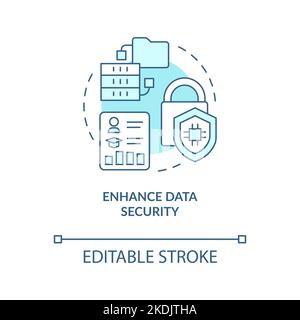 Enhance data security turquoise concept icon Stock Vector