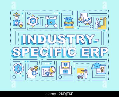 Industry specific ERP word concepts turquoise banner Stock Vector