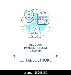 Regular payments from viewers turquoise concept icon Stock Vector