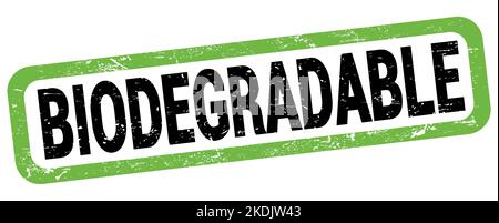 BIODEGRADABLE text written on green-black rectangle stamp sign. Stock Photo