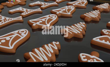 Tasty homemade Christmas cookies. New Year, DAY, holidays preparation and creativity concept. Getting ready to celebration. 3d render Stock Photo