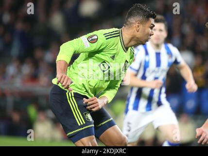 Casemiro of  Manchester United during the UEFA  , Group E football match between Real Sociedad and Manchester United on November 3, 2022 at Reale Arena in San Sebastian, Spain - Photo Laurent Lairys / DPPI Stock Photo