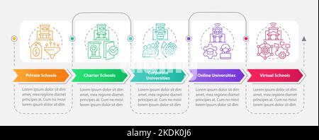 Schools and service providers rectangle infographic template Stock Vector