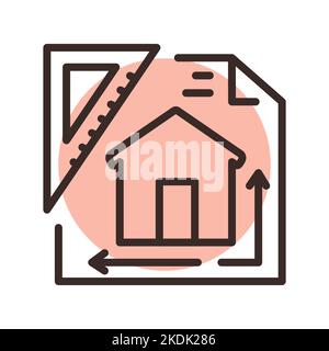 Architectural project house line icon. Building construction Stock Vector