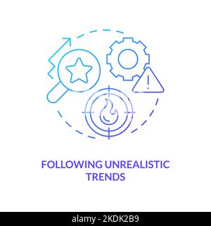 Following unrealistic trends blue gradient concept icon Stock Vector
