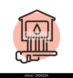 Water supply in the house line icon. Building construction Stock Vector