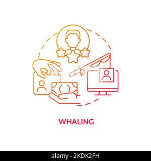 Whaling phishing attack red gradient concept icon Stock Vector