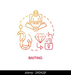 Baiting attack red gradient concept icon Stock Vector