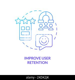 Improve user retention blue gradient concept icon Stock Vector