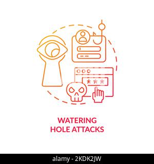 Watering hole attacks red gradient concept icon Stock Vector
