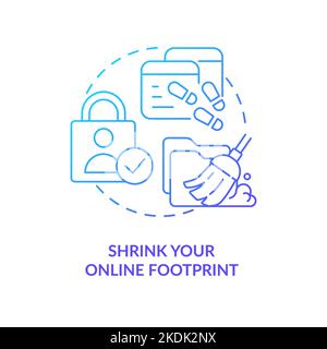 Shrink your online footprint blue gradient concept icon Stock Vector