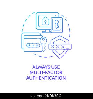 Use multi-factor authentication blue gradient concept icon Stock Vector
