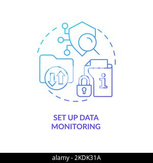 Set up data monitoring blue gradient concept icon Stock Vector