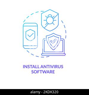Install antivirus software blue gradient concept icon Stock Vector