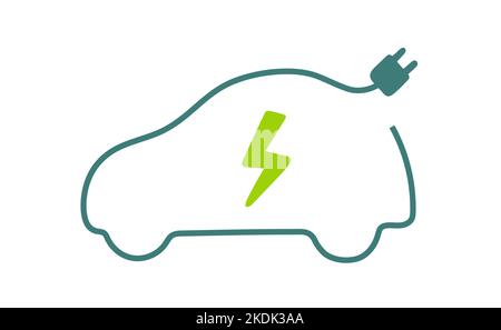 Electric car with plug icon symbol, EV car, Green hybrid vehicles charging point logotype, Eco friendly vehicle concept Stock Vector