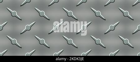 Iron diamondplate industry realistic seamless pattern. Stainless steel grate texture. Metal pressed industrial floor or wall. Aluminum non slip heavy Stock Vector