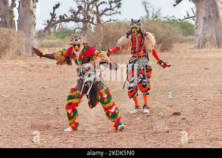 Faux lions, national dance of masks in Senegal, West Africa Stock Photo