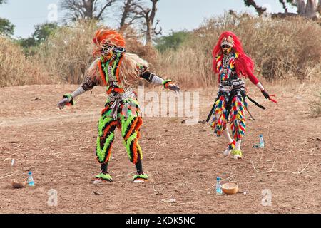 Faux lions, national dance of masks in Senegal, West Africa Stock Photo