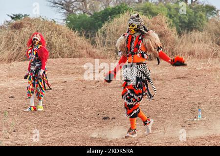 Faux lions, national dance of masks in Senegal, West Africa Stock Photo