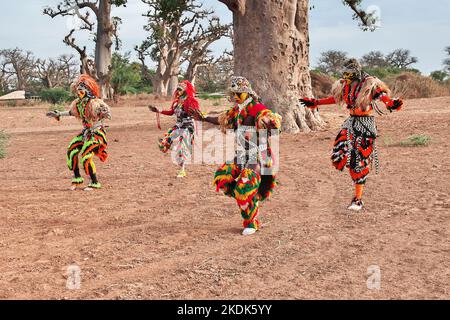 Faux lions, national dance of masks in Senegal, West Africa Stock Photo